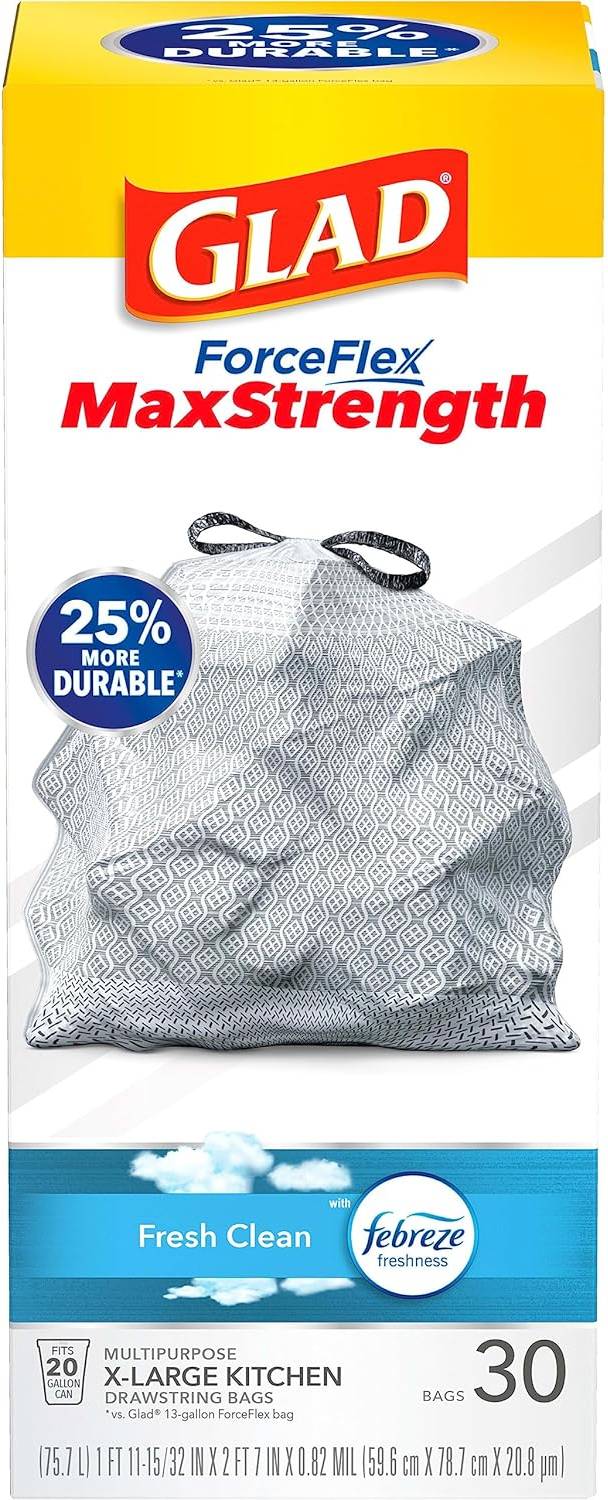 ForceFlex MaxStrength Kitchen Drawstring Trash Bags X-Large 30-pack