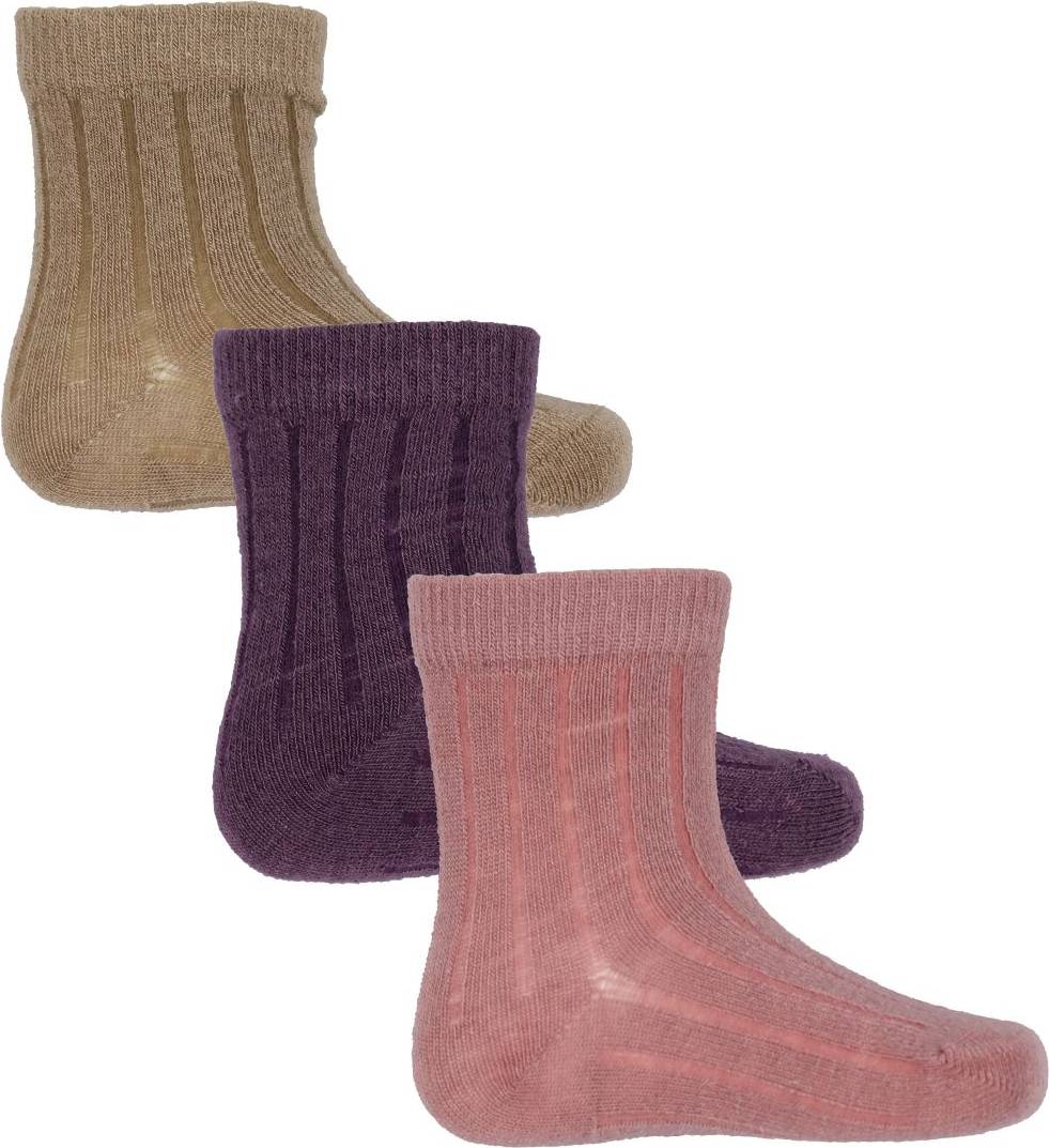 Minymo Rib Socks 3-pack - Orchid Haze