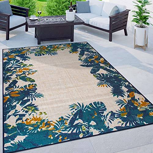 World Rug Gallery Contemporary Floral Border Multicolor