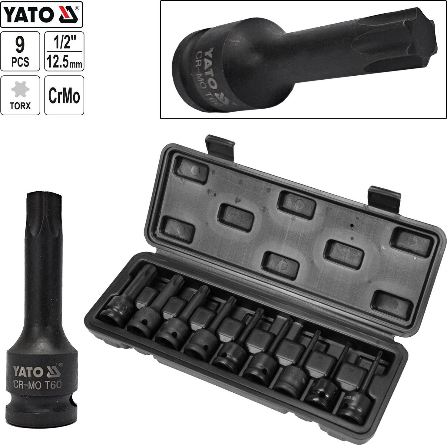 YATO YT-10654 Socket Set 9 Socket Bit