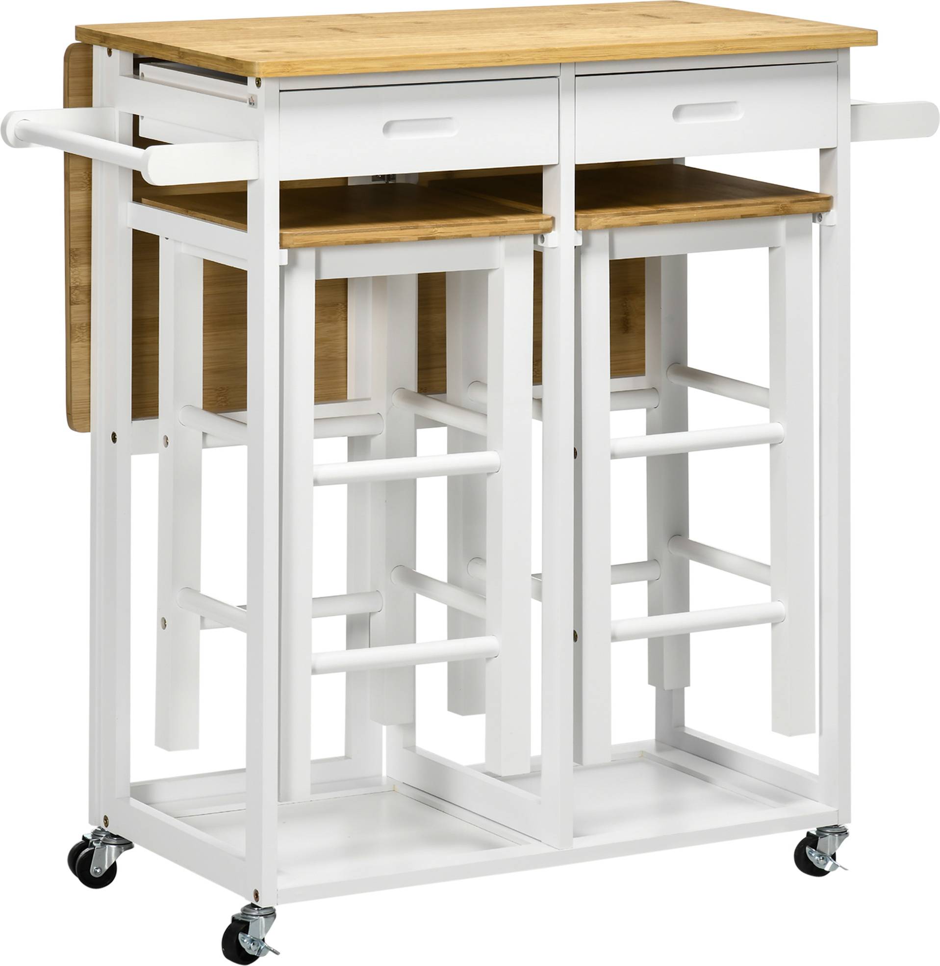 Homcom Kitchen Island Set with 2 Stools Bordsgrupp