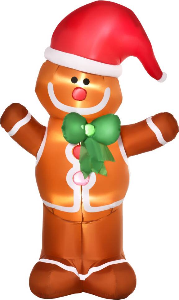 Homcom Inflatable Light Up Gingerbread Man 183cm
