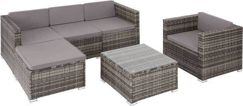 Rattan lounge tectake Rattan Lounge Lignano mit Sessel - Grau