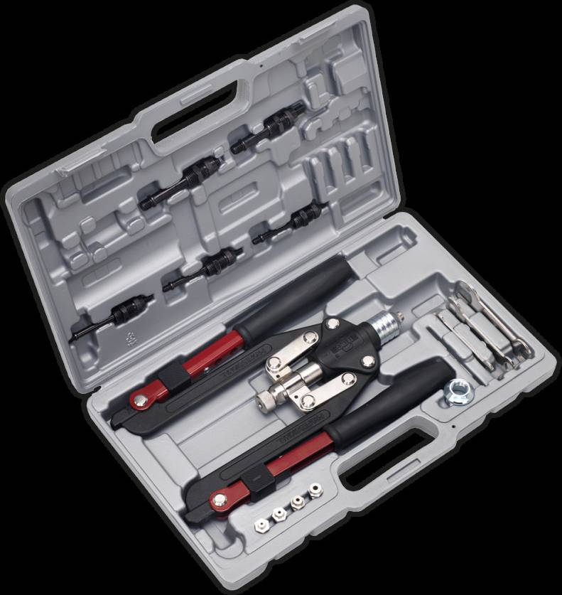 Sealey AK39602 Rivet & Threaded Nut Rivet Kit Revolving Punch Plier