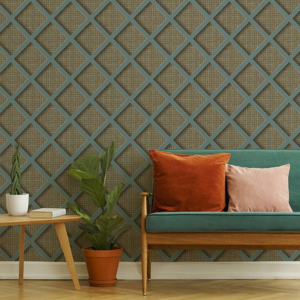 Ocean Panel Rattan Wallpaper 396.0 In L X 20.5 In W X 0.01 In D