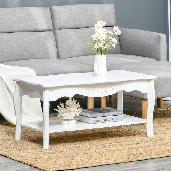 Homcom 2 Tier Wooden Tea Coffee Table