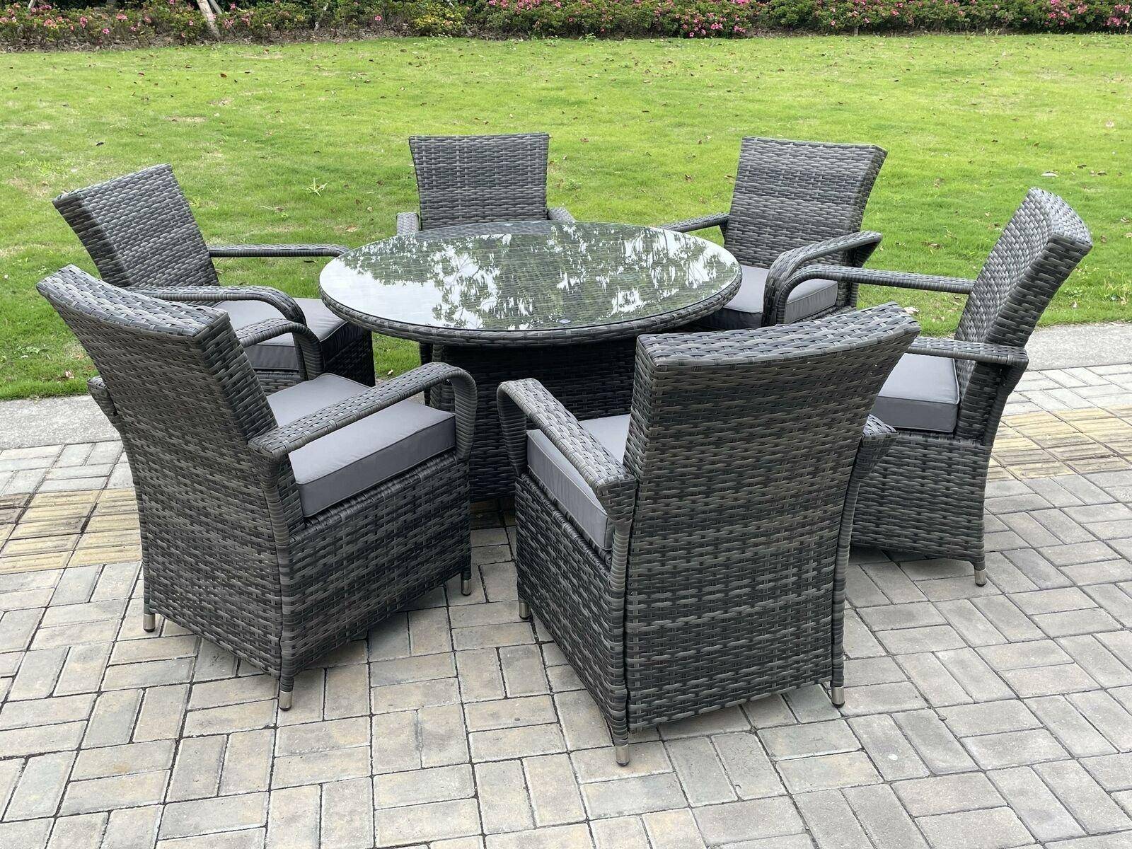Wicker patio furniture set Fimous Rattan Garden Plus Patio Dining Set