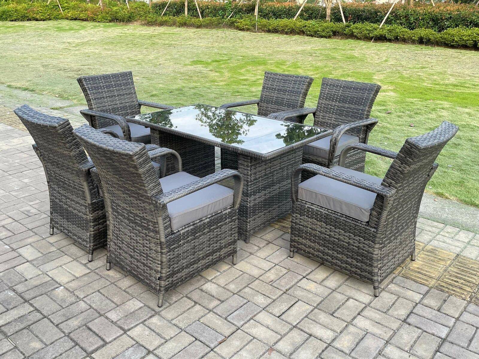 Wicker patio furniture set Fimous Rattan Garden plus tempered Patio Dining Set