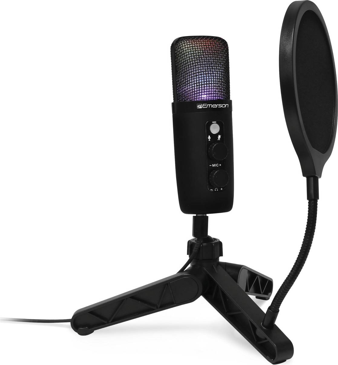 USB Gaming and Streaming Condenser Microphone with LED Lighting