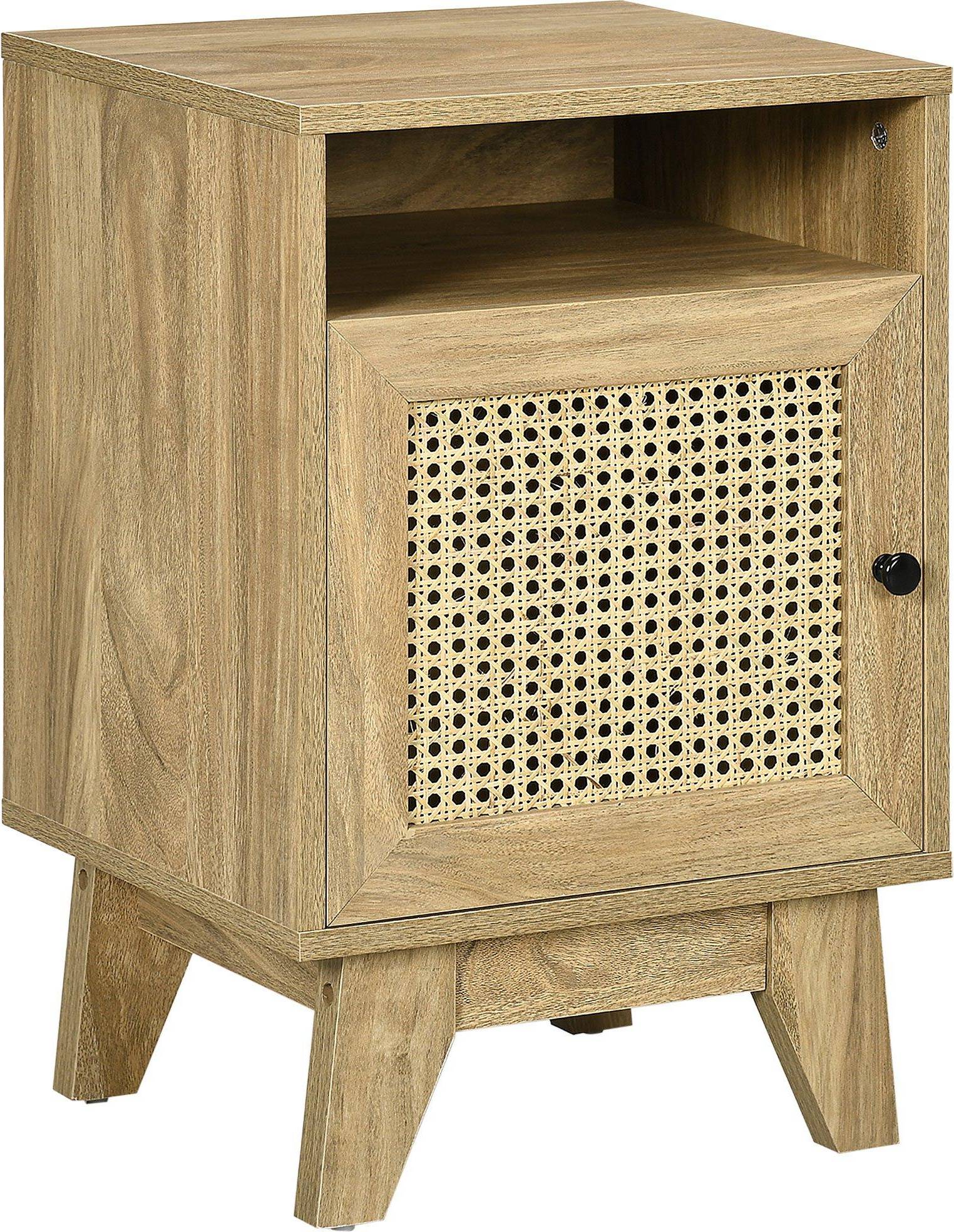 Homcom Nightstand, Rattan Bedside Table