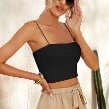 Shein Rib-knit Solid Crop Cami Top