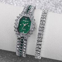 Shein Rhinestone Decor Quartz Watch Bracelet
