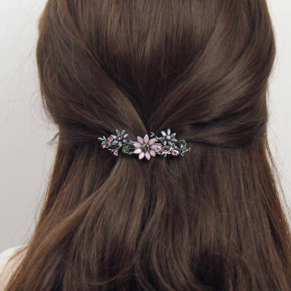 Shein Rhinestone Flower French Clip