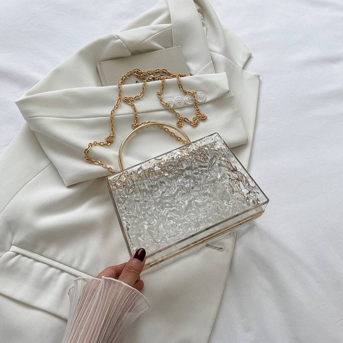 Shein Mini Textured Transparent Box Bag