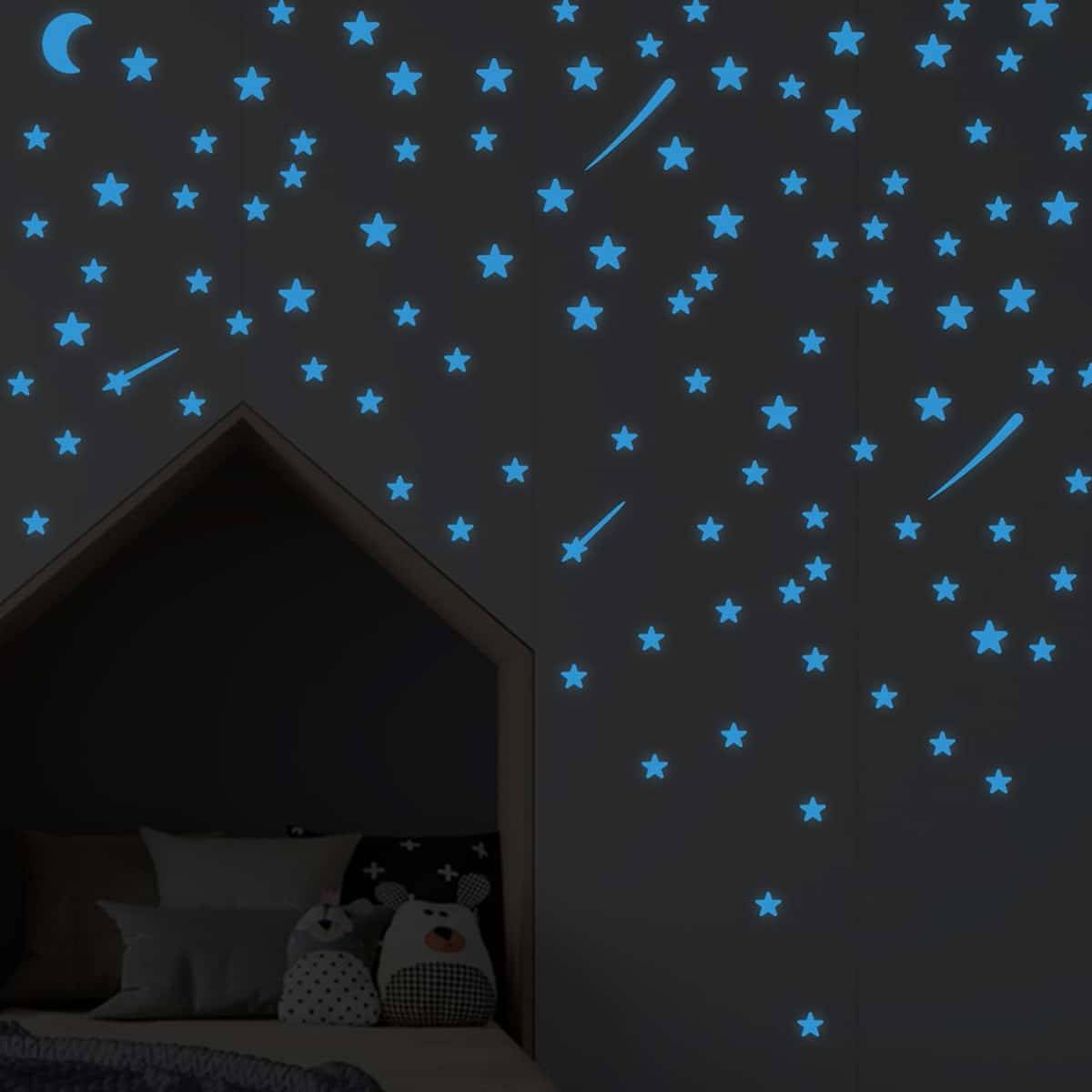 Shein 2pcs/set PVC Sticker, Modern Dot Pattern Glow In The Dark Decal