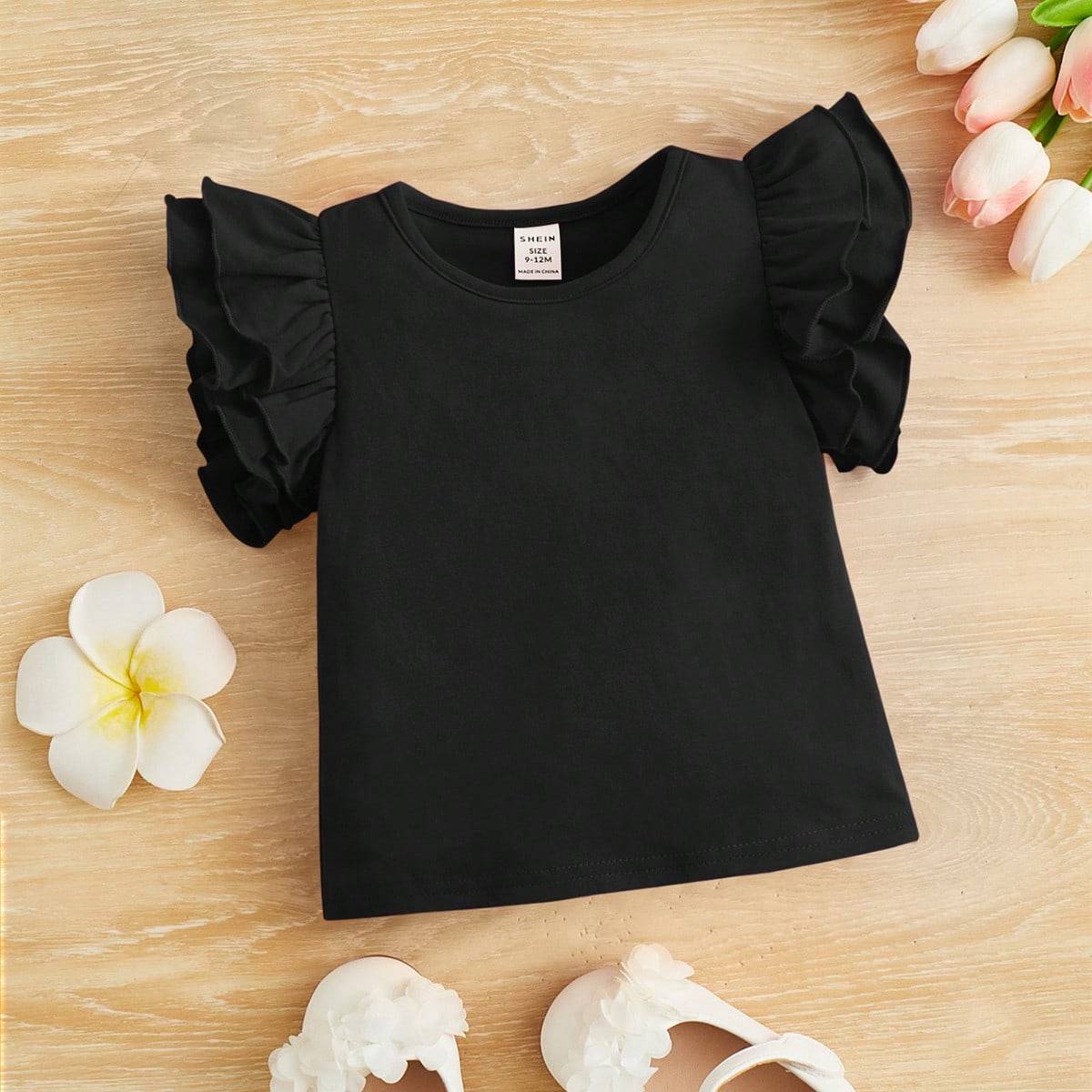 Shein Baby Ruffle Trim Tee