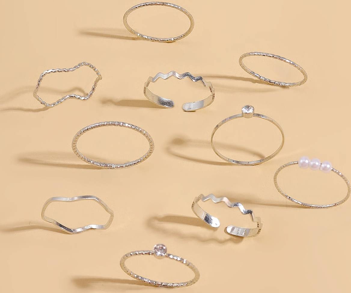 Shein 10pcs Rhinestone Decor Ring