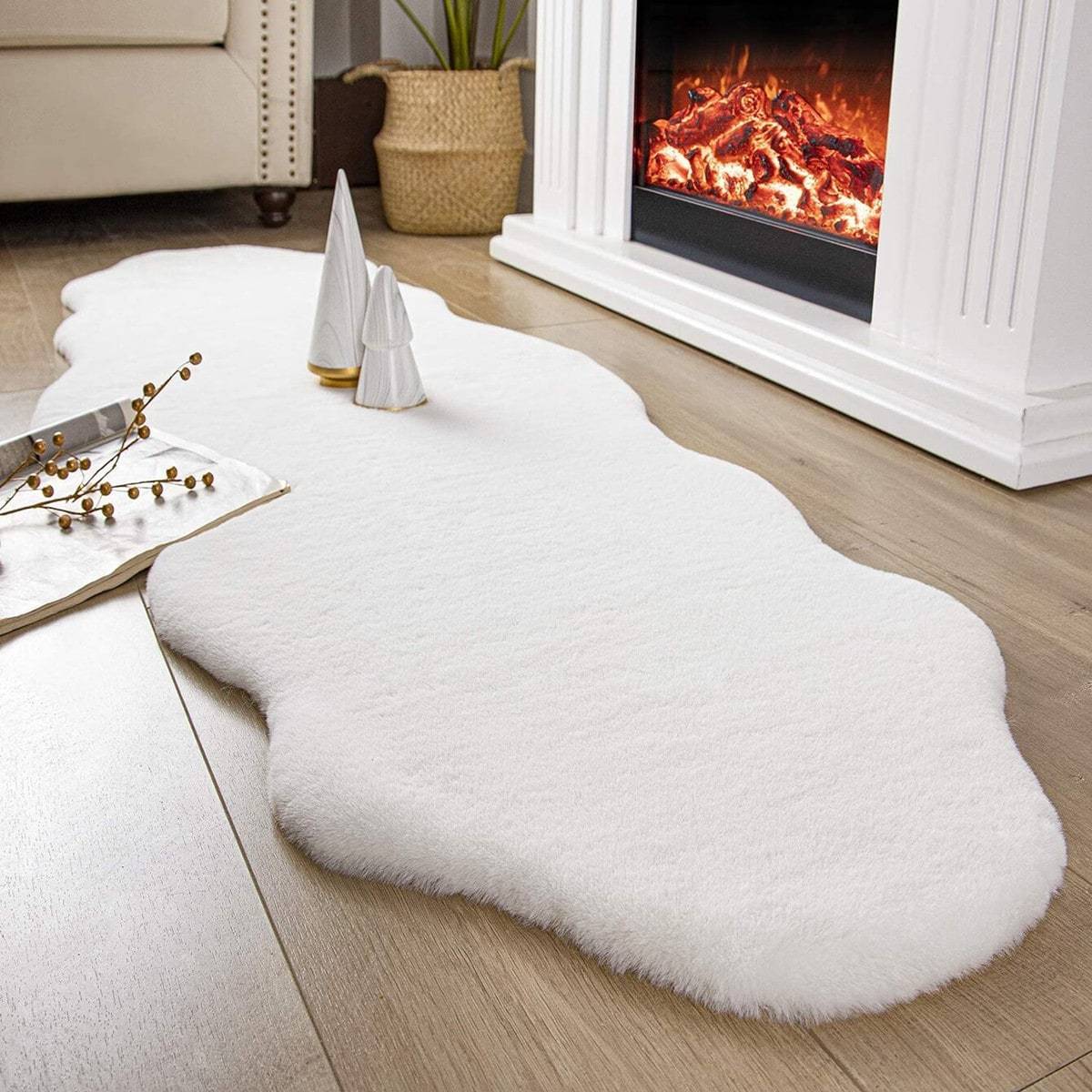 Shein Faux Rabbit Fur Rug 2x6 Ft White