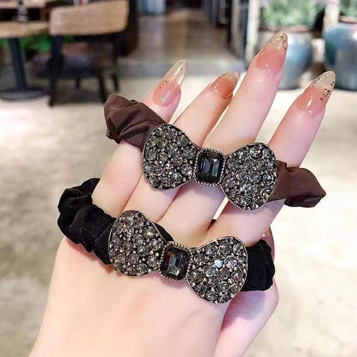 Shein 2pcs Rhinestone Bow Scrunchie