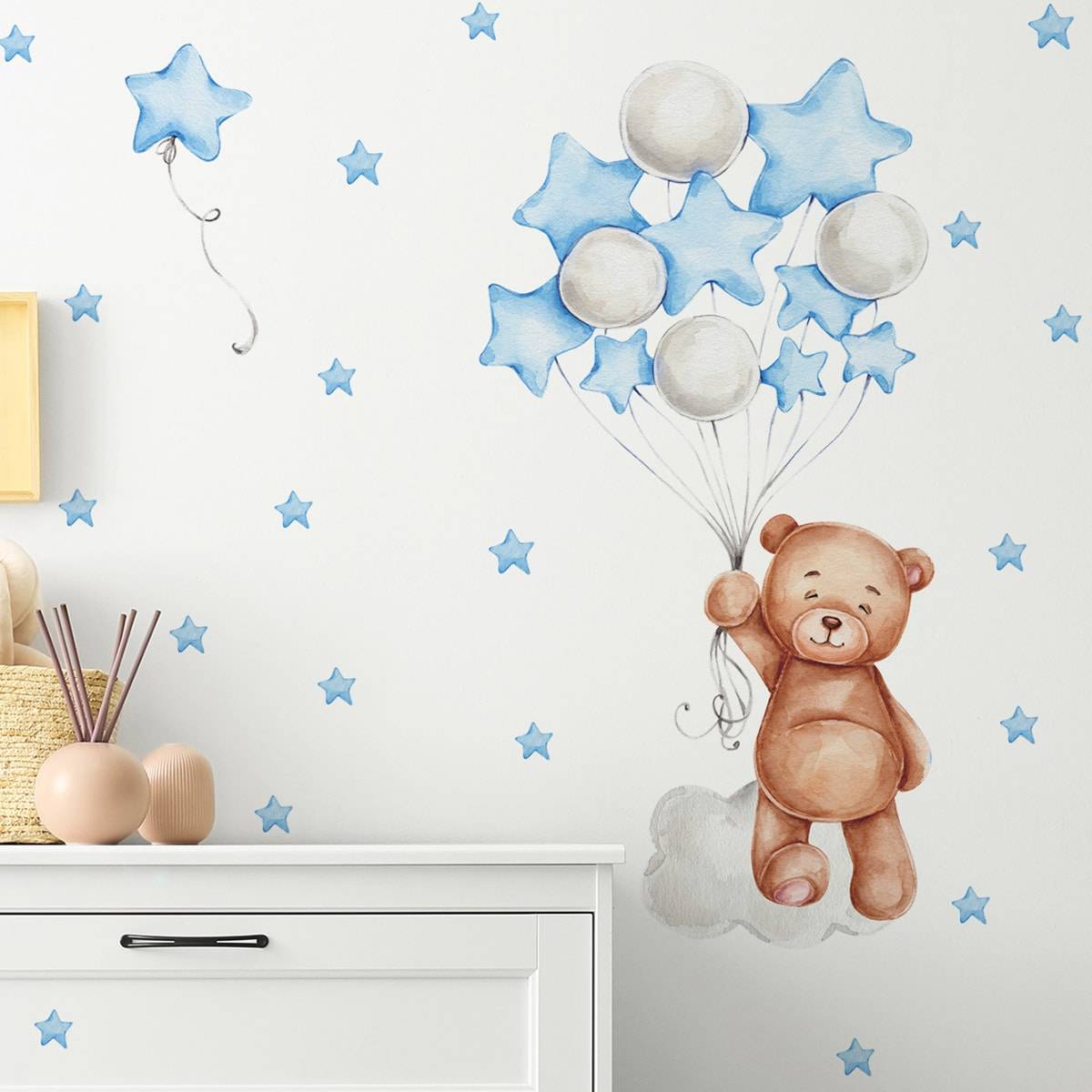 Shein Bear Balloon Pattern Wall Sticker