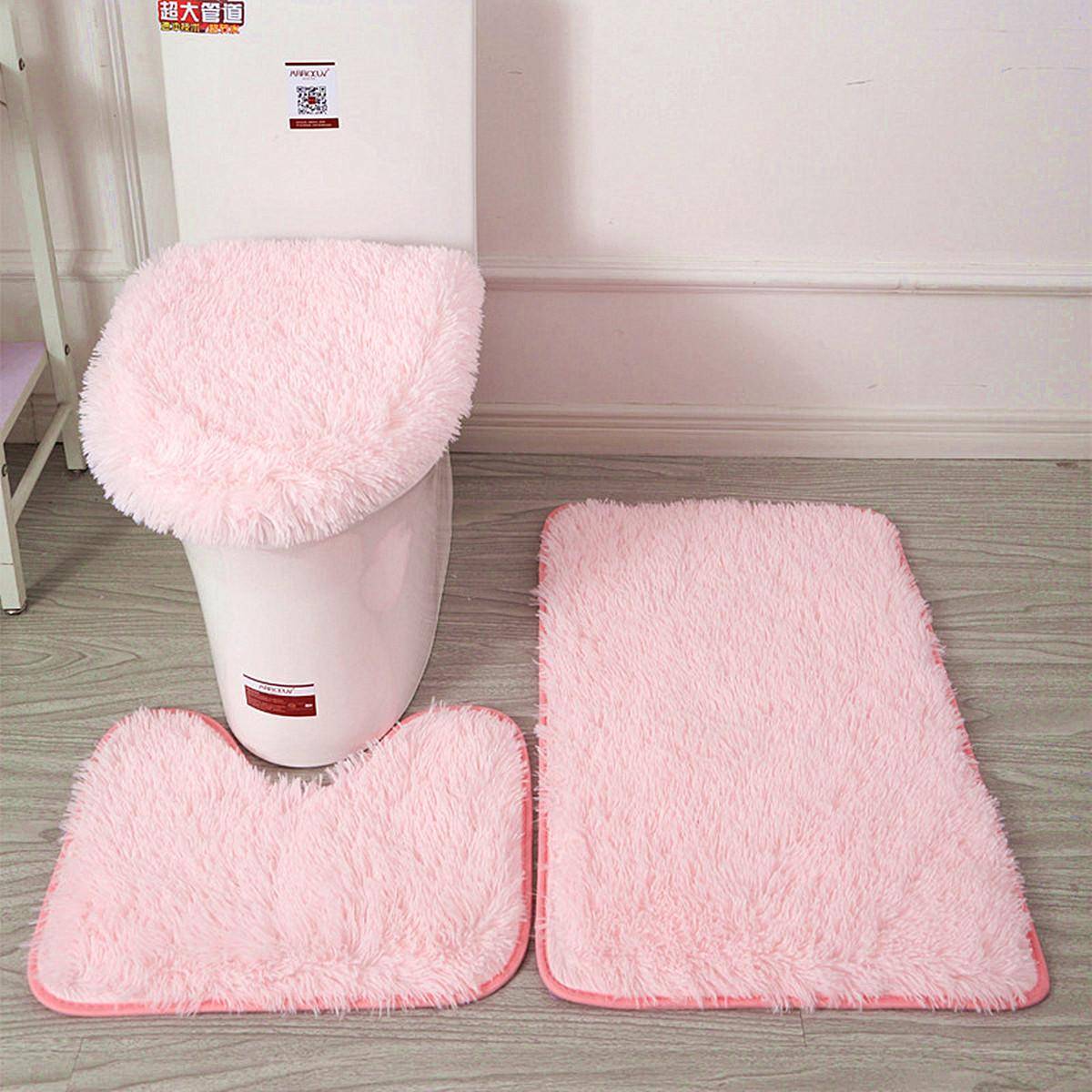 Shein 3pcs Bathroom Rug Set - Pink