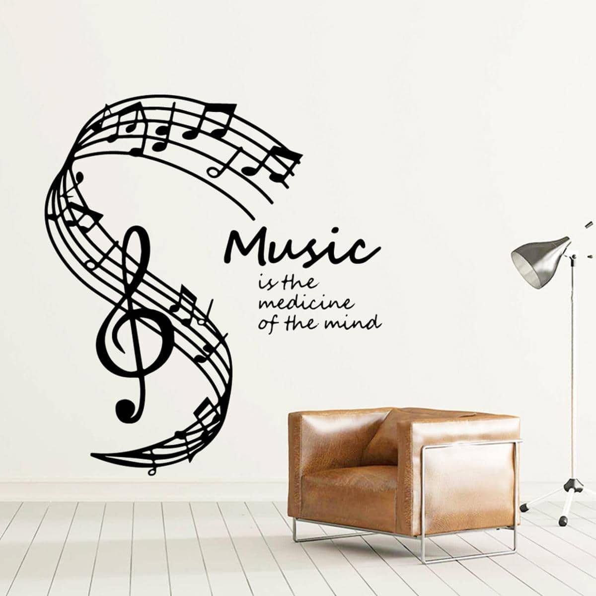 Shein 1pc Music Note Print Wall Sticker, PVC Self-adhesive