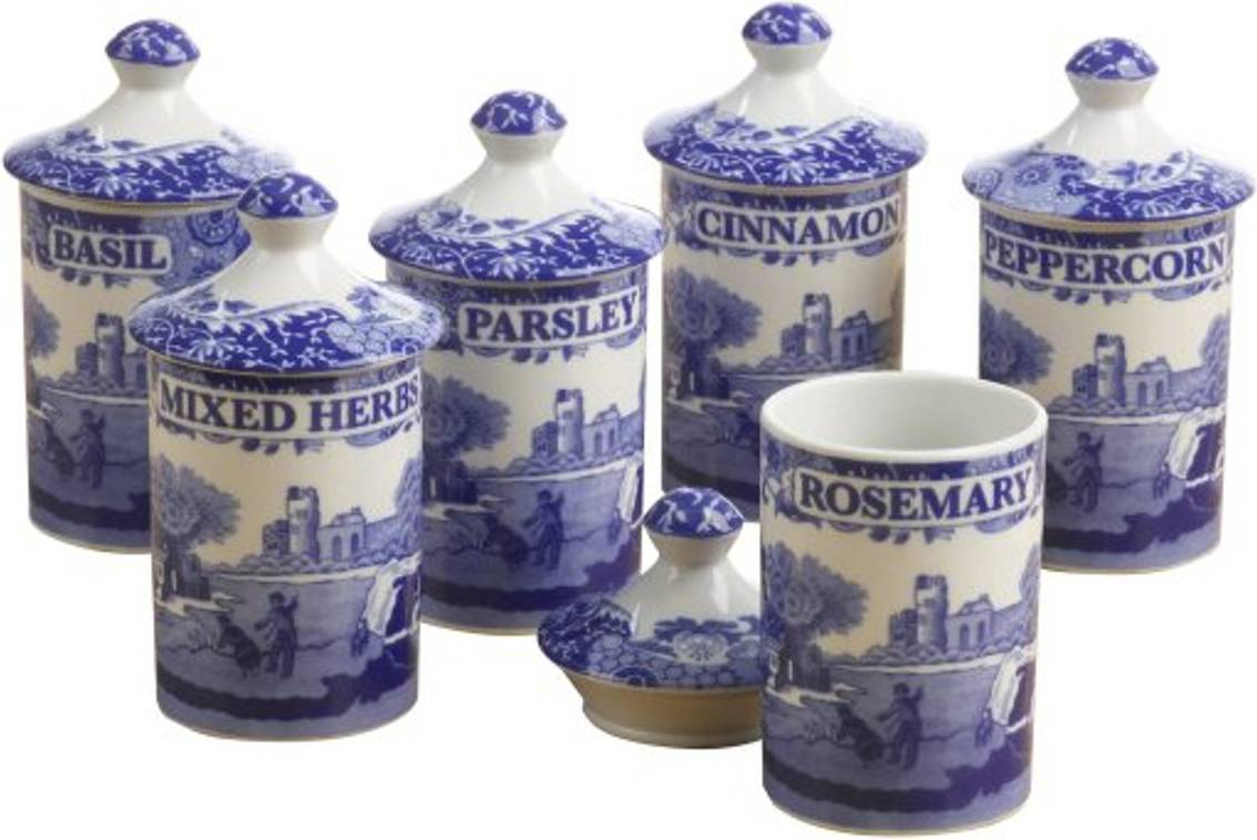 Spice jars Spode Blue Italian Kitchen Container 6pcs