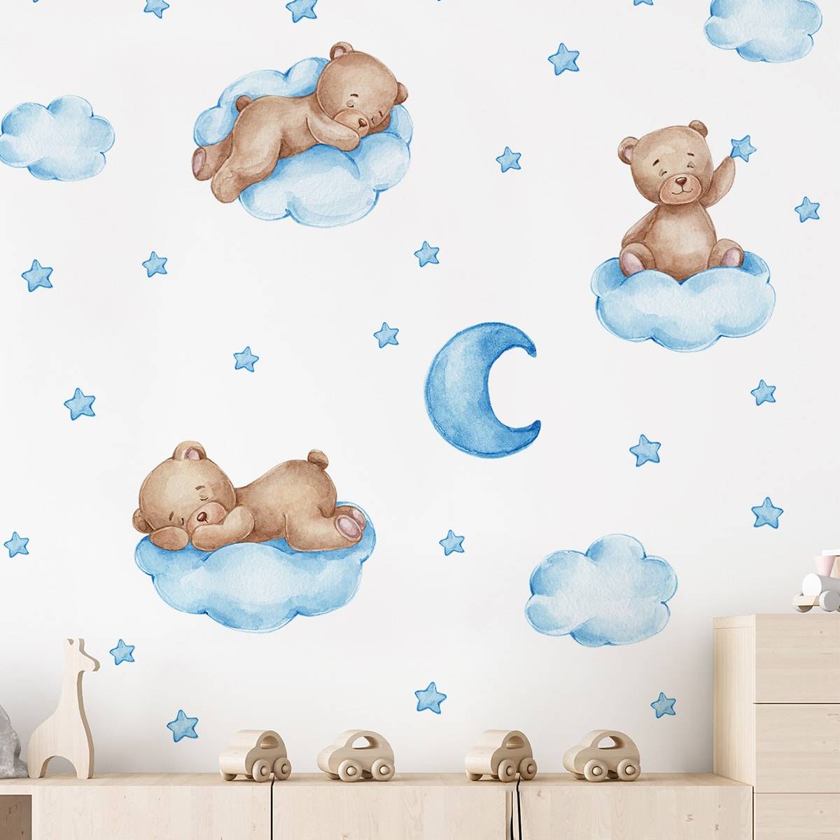 Shein Bear Moon Pattern Wall Sticker