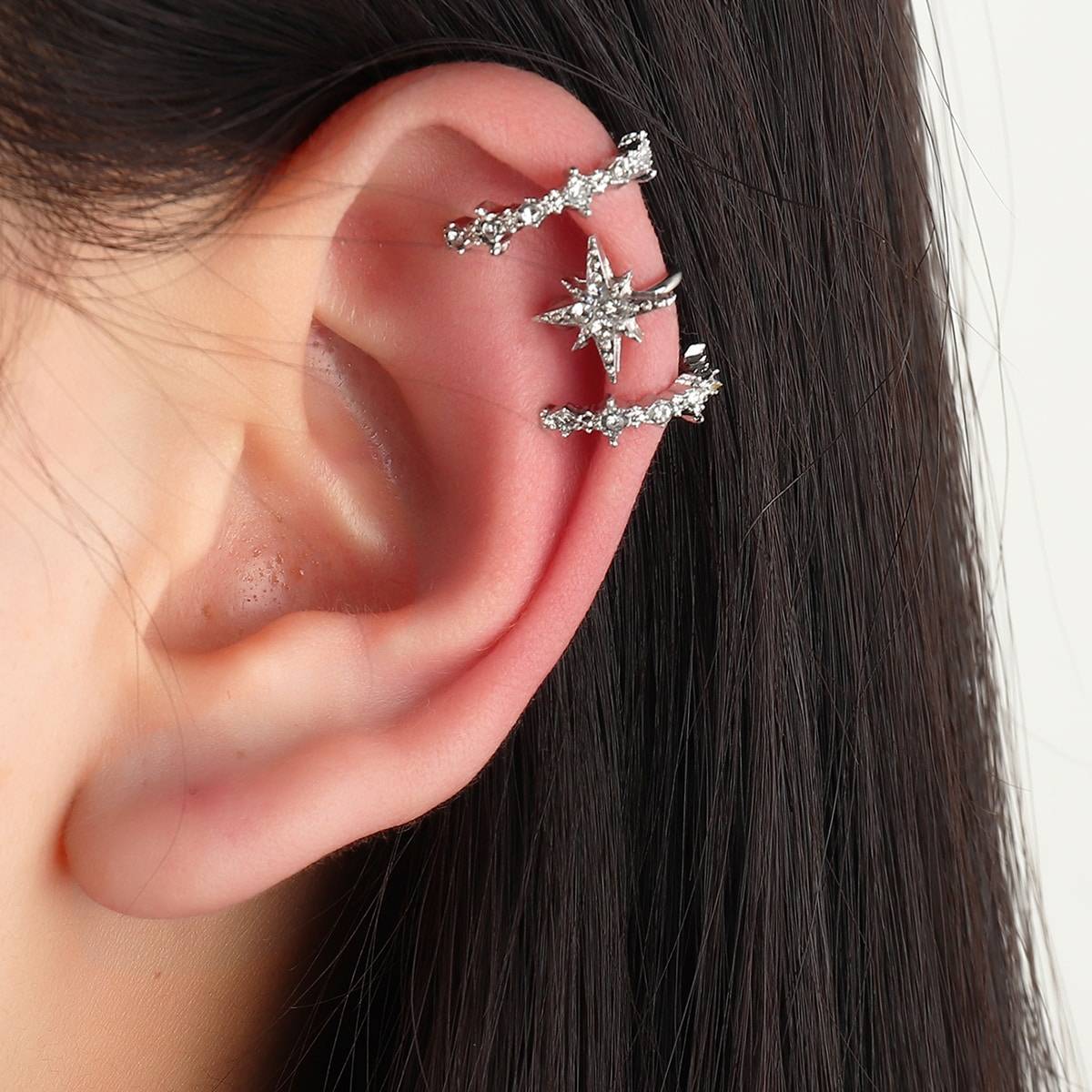 Shein 3pcs Rhinestone Decor Ear Cuff