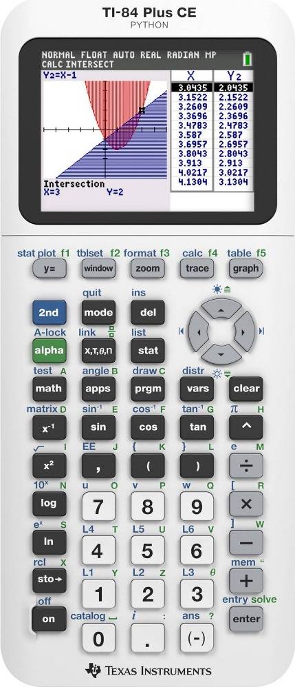 Texas instruments graphing calculator Texas Instruments 84 Plus CE Graphing Calculator Bright White