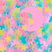 Shein 100pcs Moon Star Pattern Glow In Dark Wall Sticker