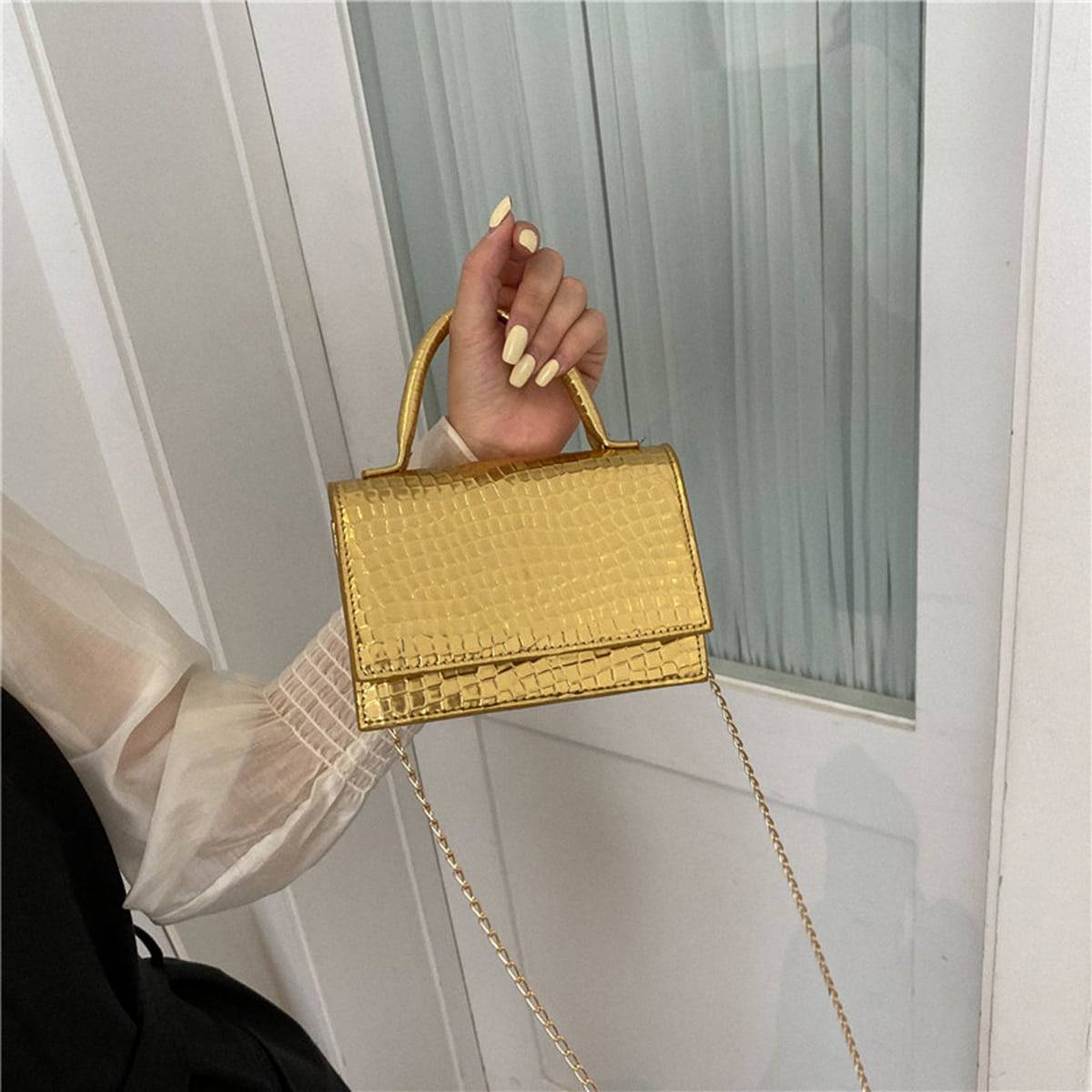 Shein Solid Color Minimalist Geometric Pattern Handbag