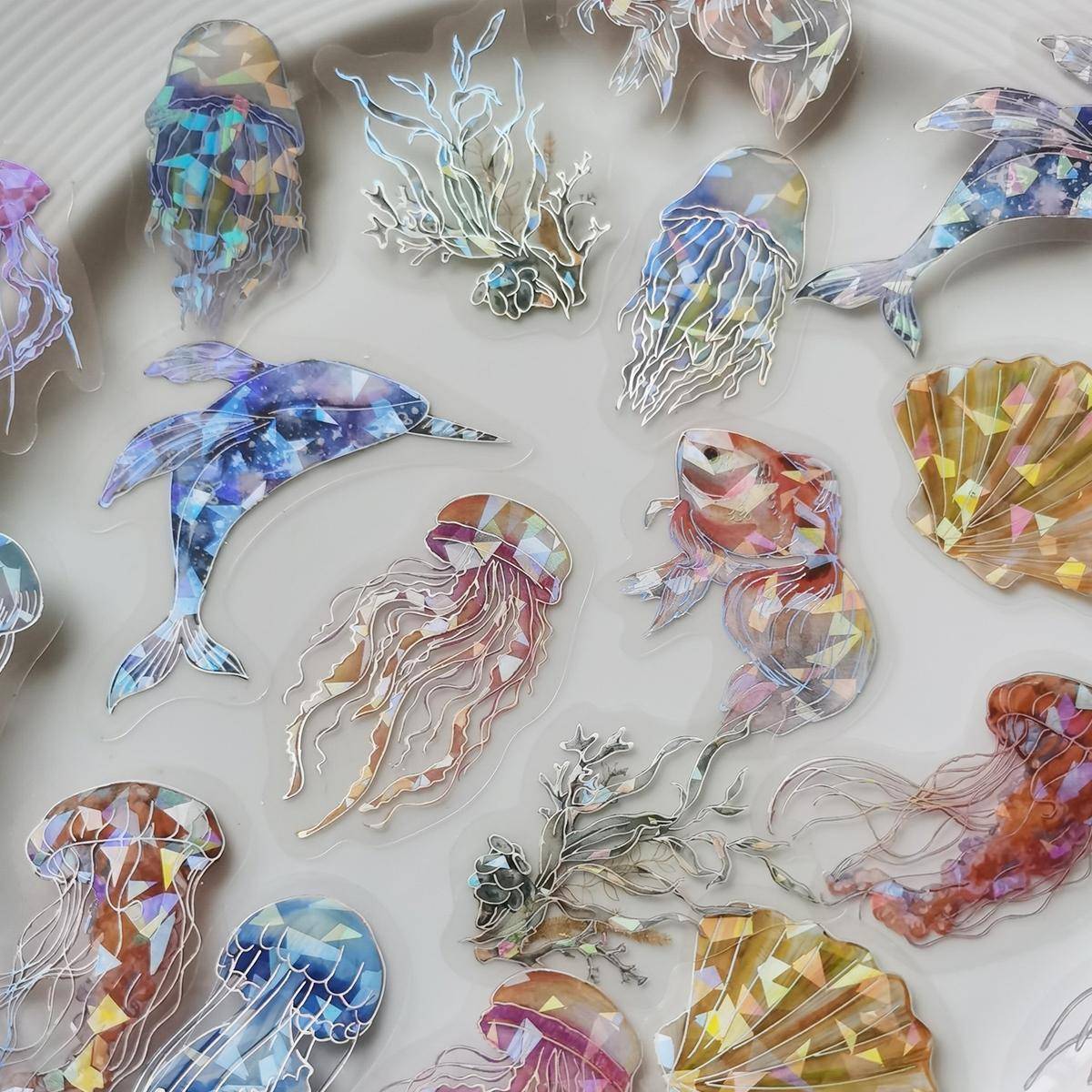 Shein 20pcs Marine Life Pattern Sticker, Creative Multi-purpose Decorative Sticker For Hand Account Decoration