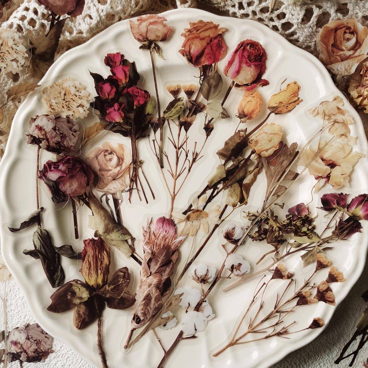 Shein 40pcs Floral Pattern Sticker, Creative Multi-purpose Decorative Sticker For Hand Account Decoration