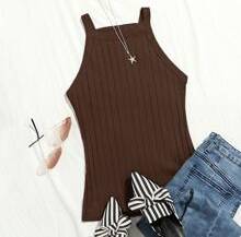 Shein Solid Rib-knit Cami Top