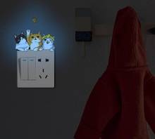 Shein 1pc Cat Pattern Glow In The Dark Switch Outlet Wall Sticker