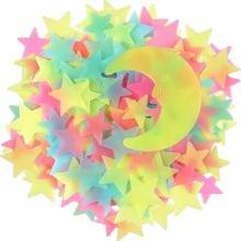 Shein 100pcs Glow In The Dark Star Moon Pattern Wall Sticker