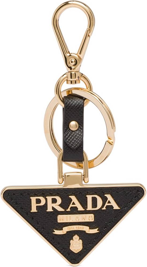 Prada Black Logo Triangle Key Case