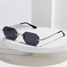Shein Men Mini Hexagonal Rimless Retro Metal Shades - Gradient