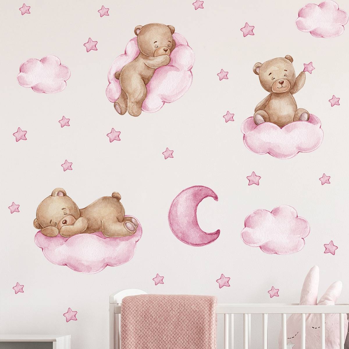 Shein Bear & Star Pattern Wall Sticker