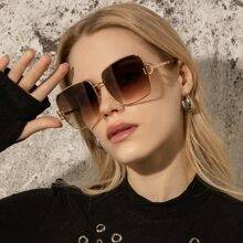 Shein Metal Fashion Square Oversized Ombre Frame Rivet - Multicolor