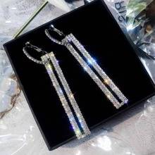 Shein Rhinestone Rectangle Drop Earrings