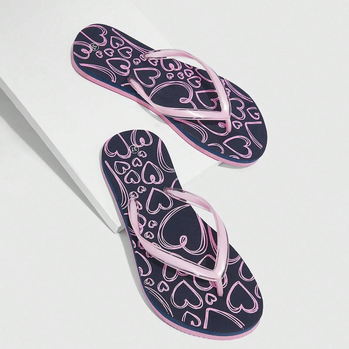 Shein Woman Heart Pattern Flip Flops