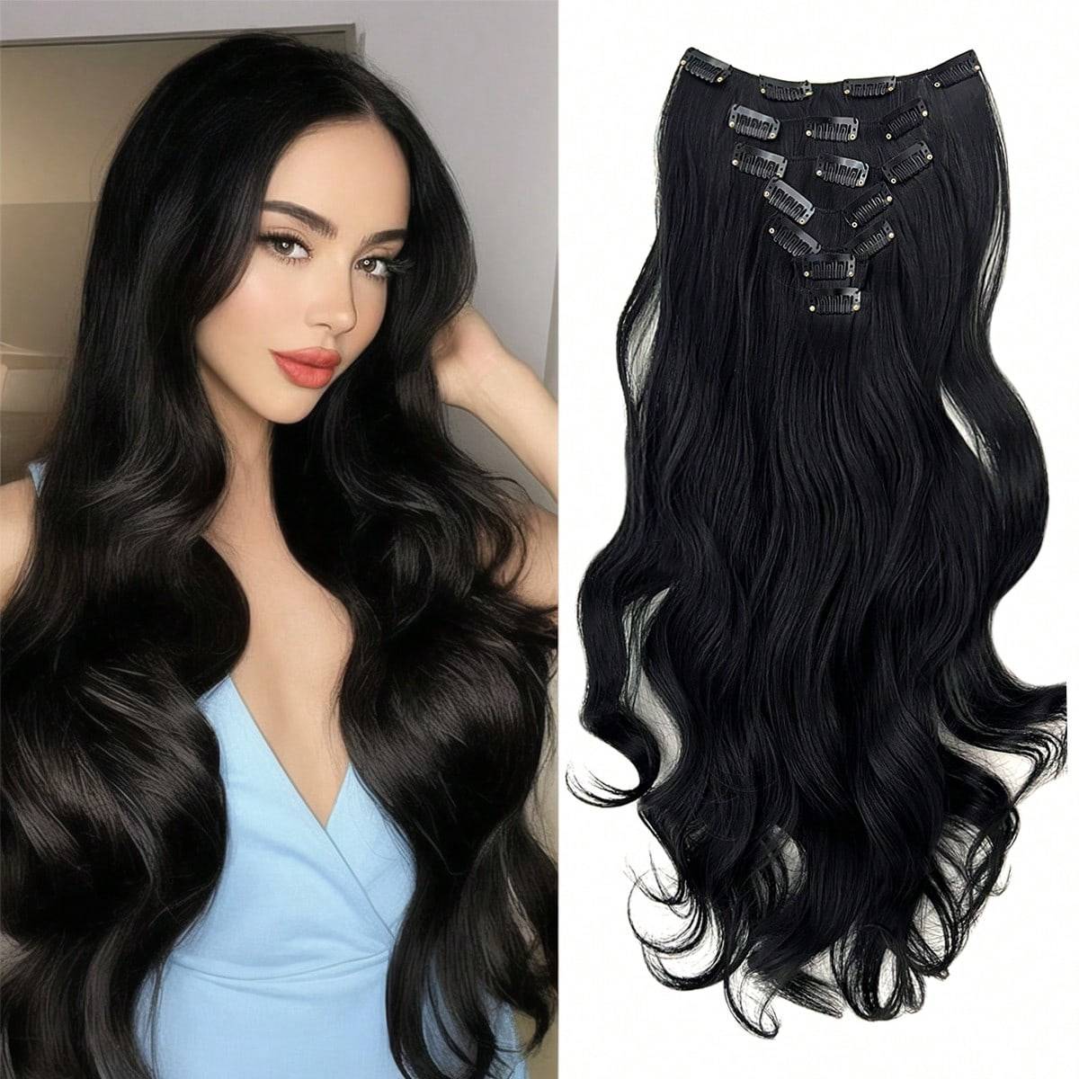 Hair extensions Shein Clip In Hair Extensions 16 Clips 22 Inch 7pcs