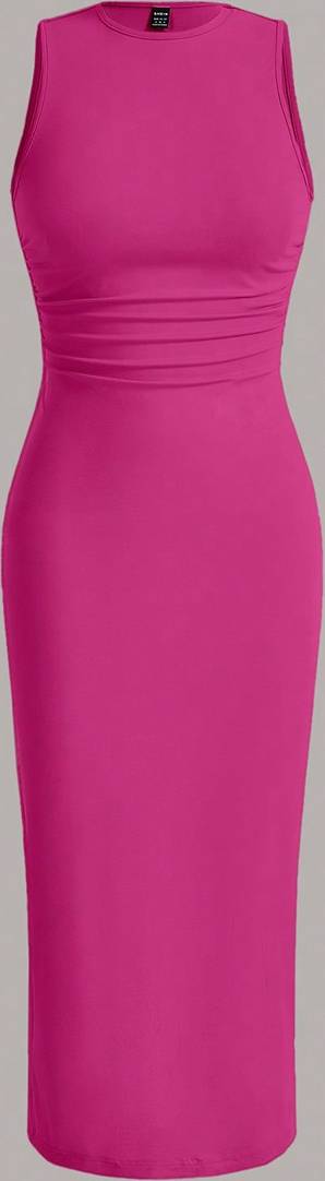 Shein Solid Ruched Waist Tank Dress