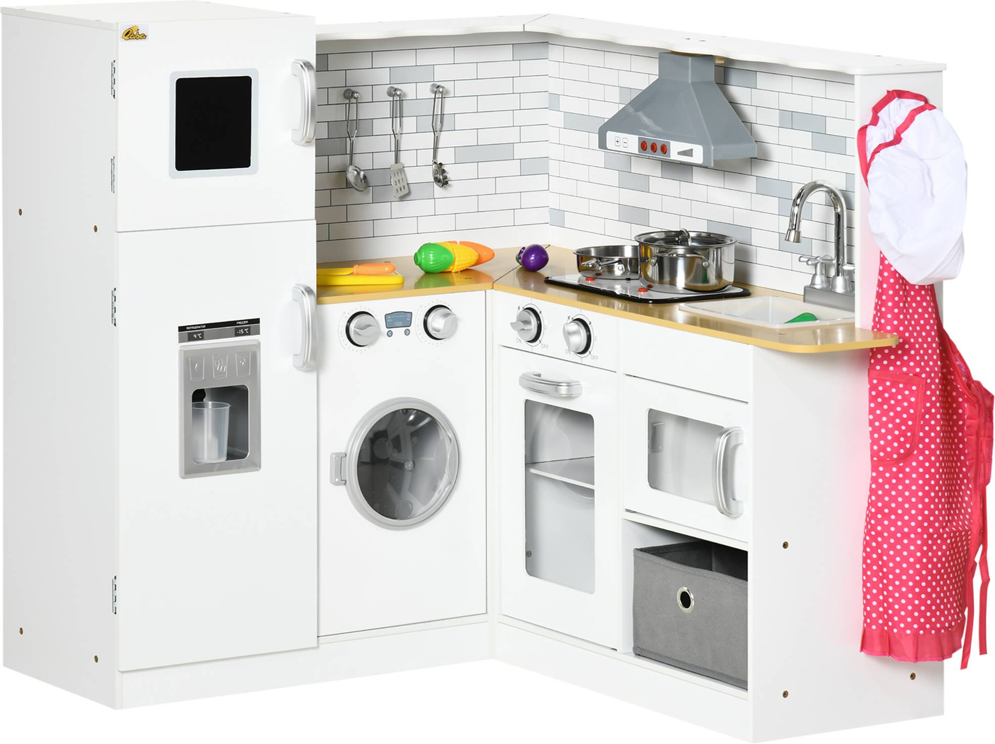 Kids play kitchen Qaba Corner Play Kitchen Set