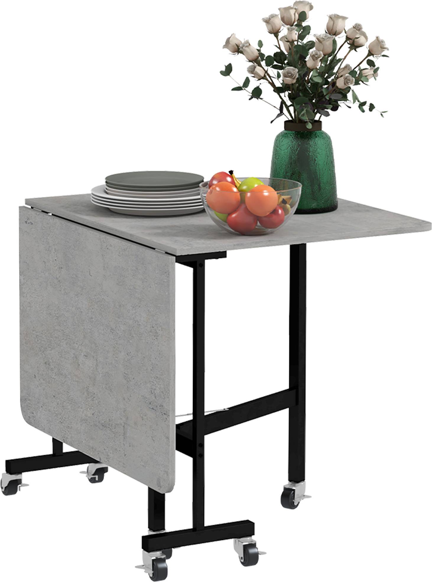 Homcom Rolling Wheeled Drop Leaf Small Table