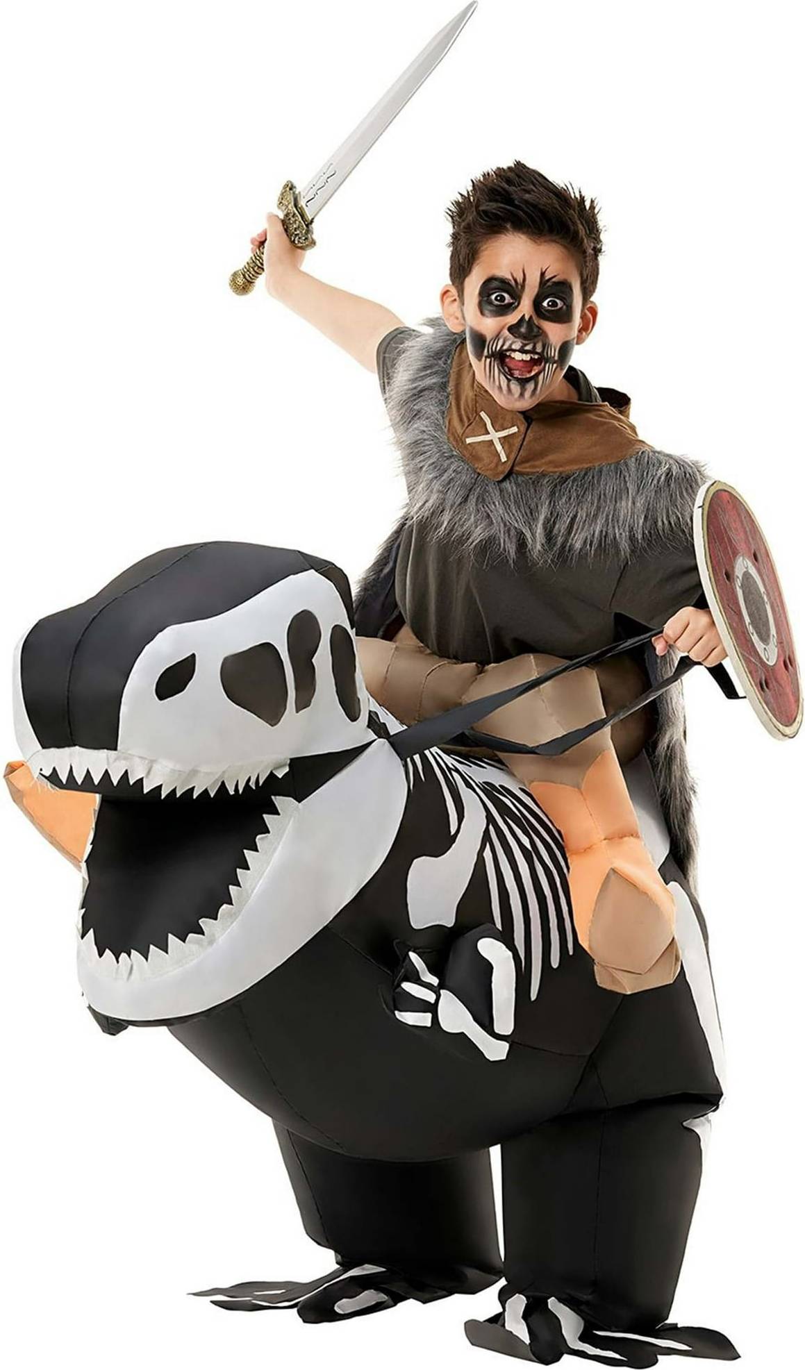 Kids Inflatable Skeleton T-rex Ride-On Costume