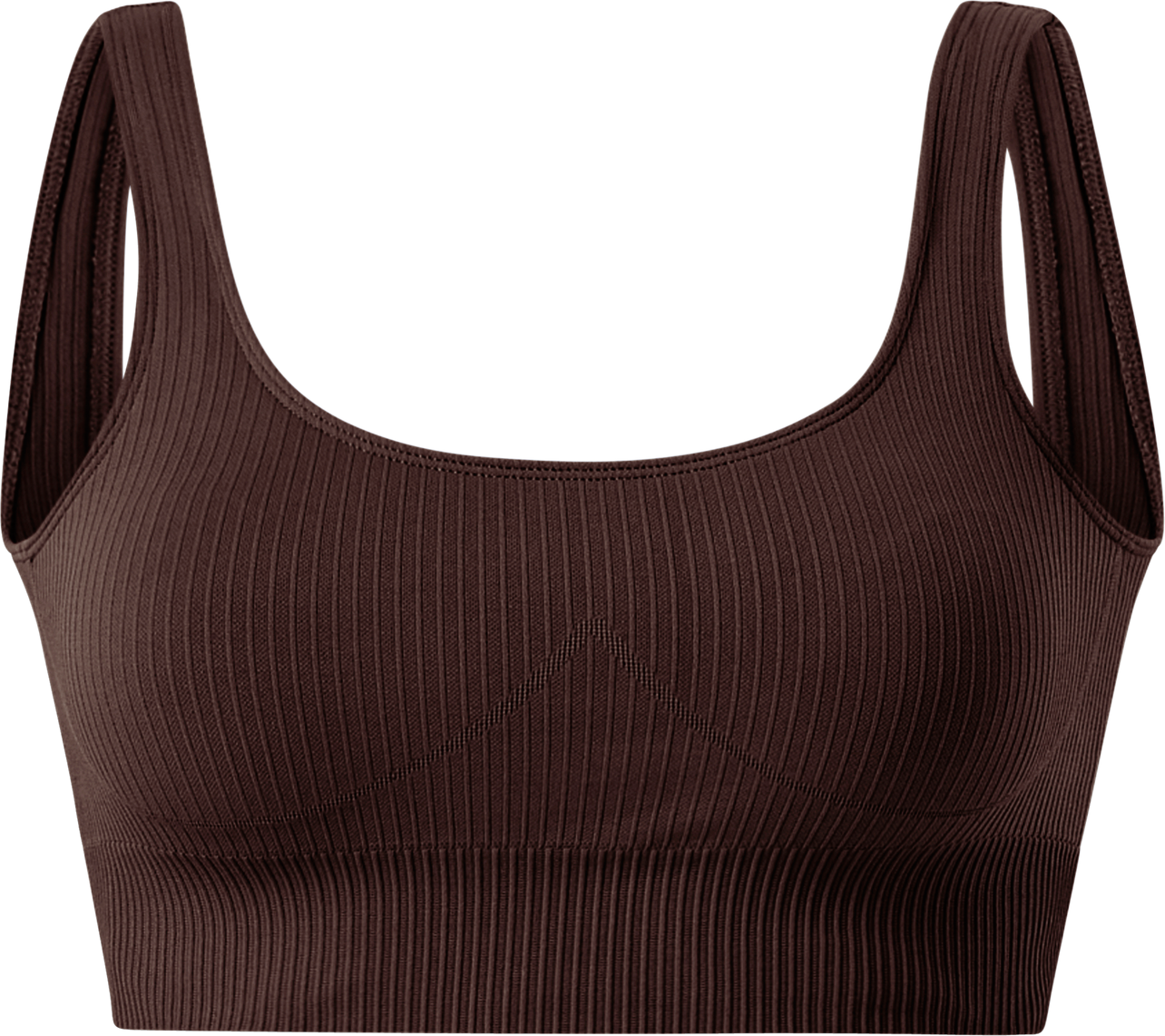 Cacao Ribbed Seamless Bra - Brown
