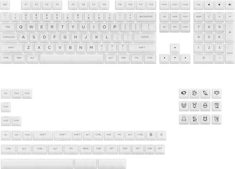 Akko ASA Clear Keycap Set 155-Key White v2